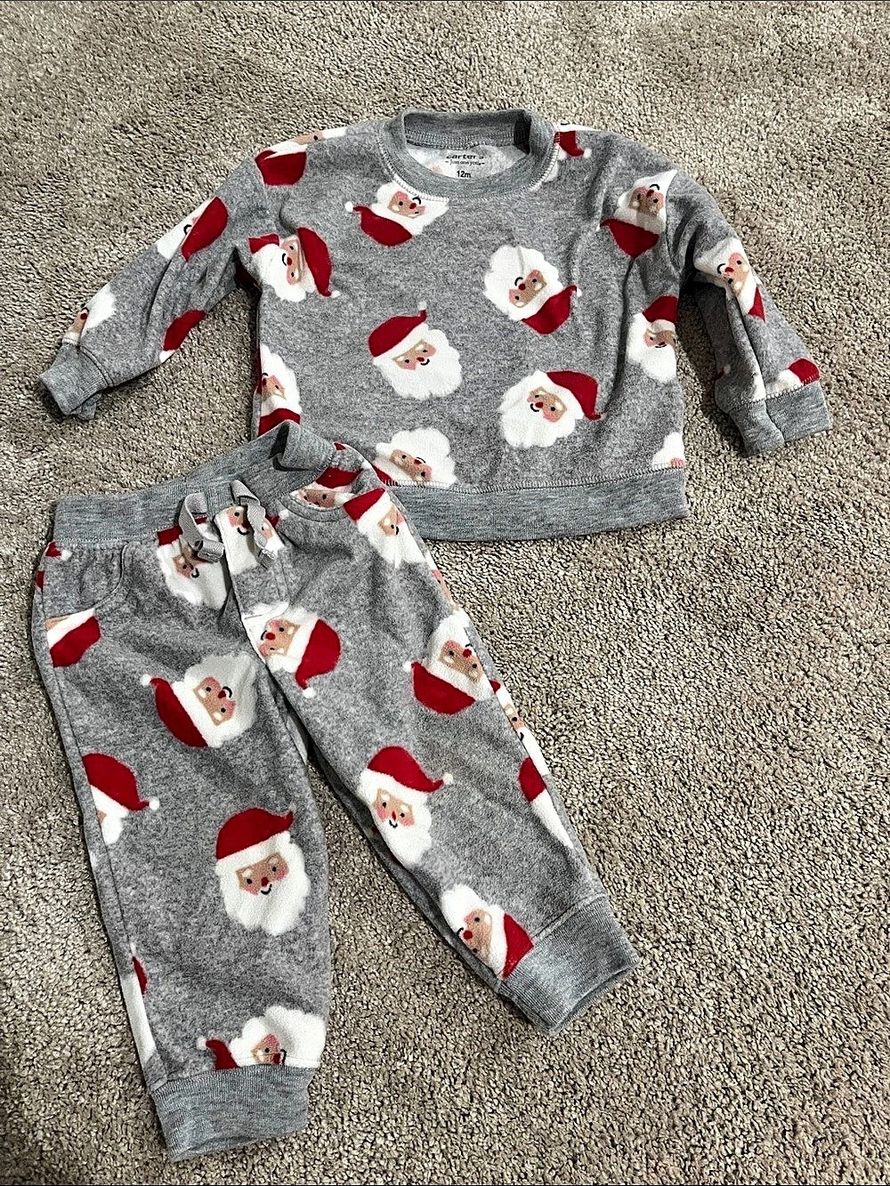 Carter's Just One You Santa Print Fleece Sweatshirt and Pants Set Pajama Set